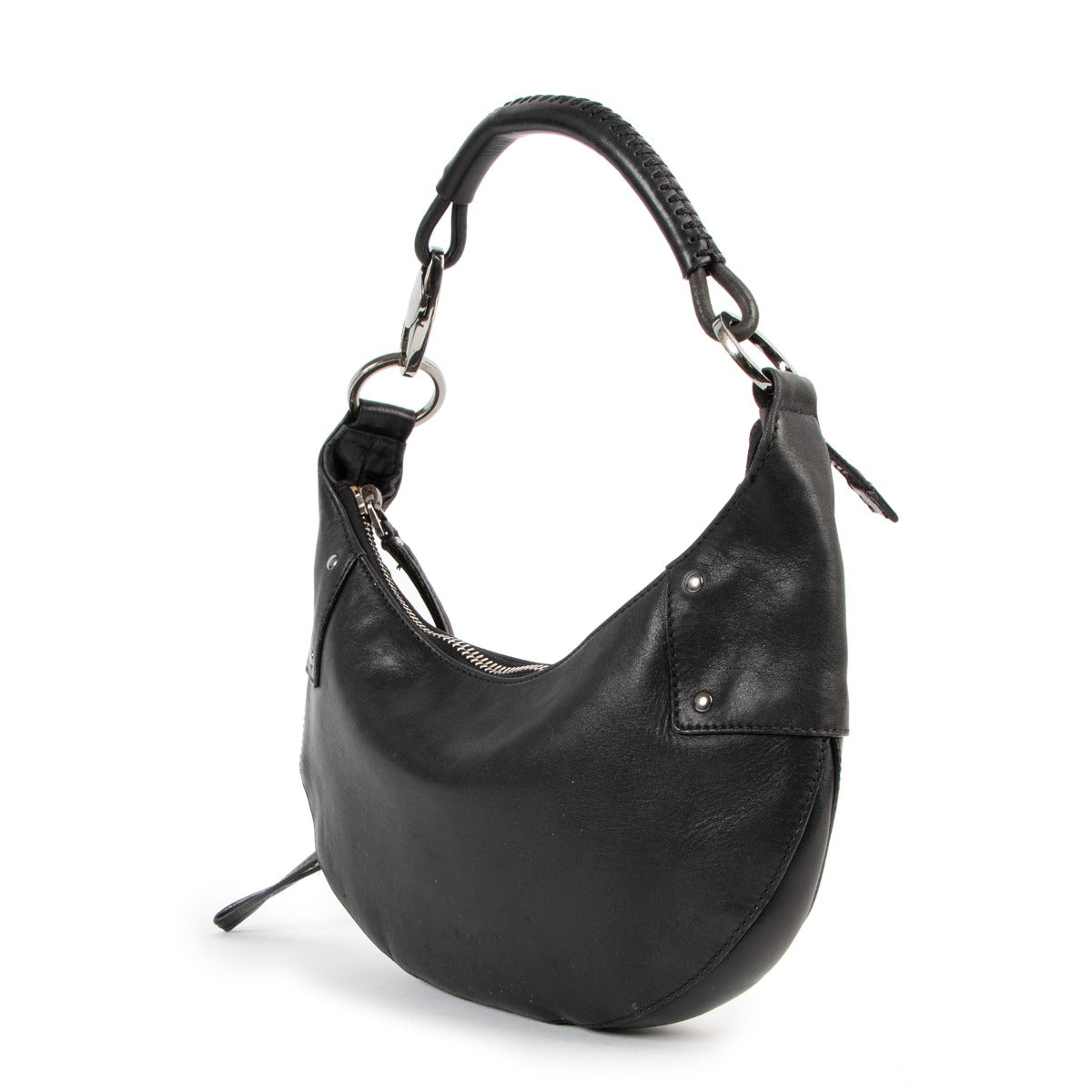 Gucci Black Leather Vintage Hobo Shoulder Bag