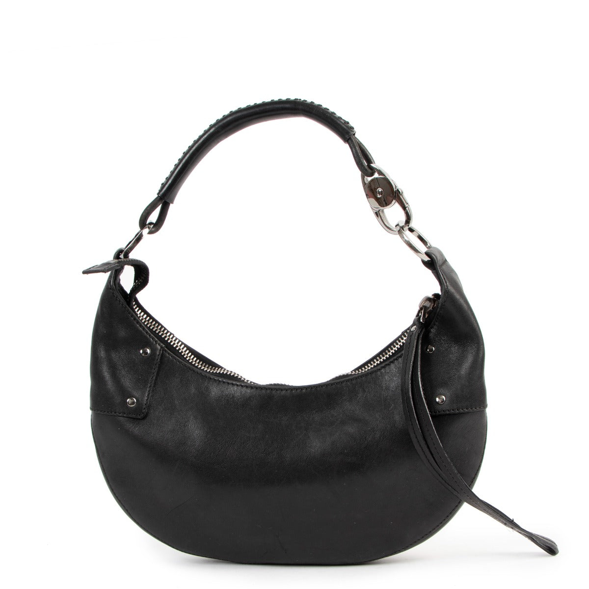 Gucci Black Leather Vintage Hobo Shoulder Bag
