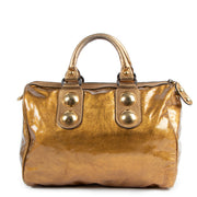Gucci Babouska Gold Metallic Leather Large Boston Bag
