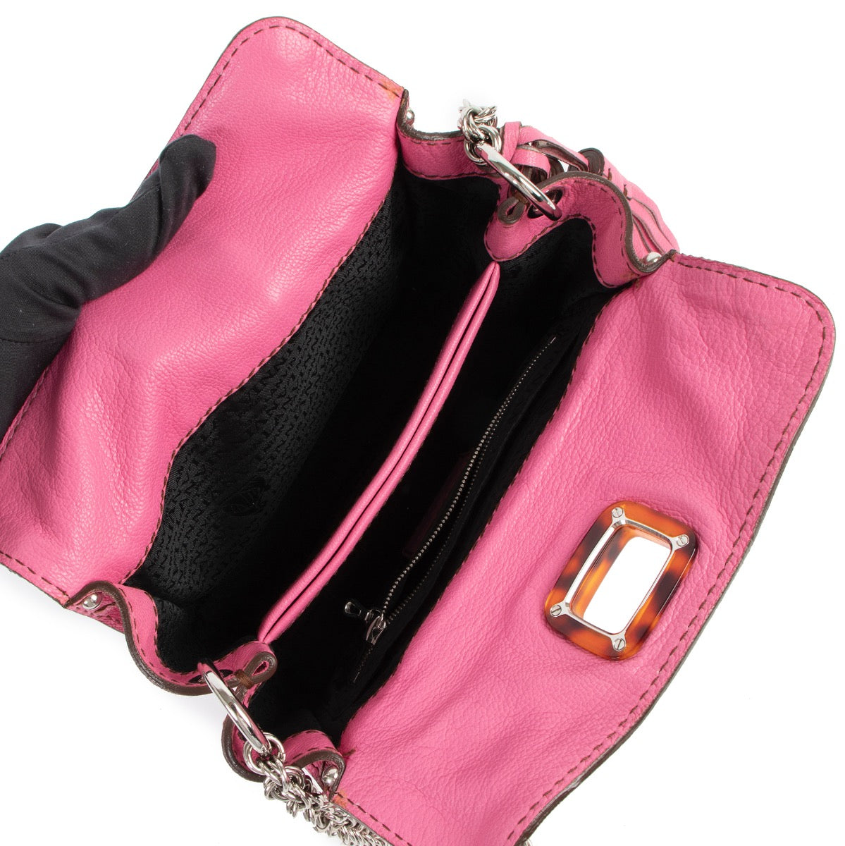 Buy online an authentic second hand Lanvin Pink leather tassel crossbody bag in very good condition at Labellov in Antwerp.