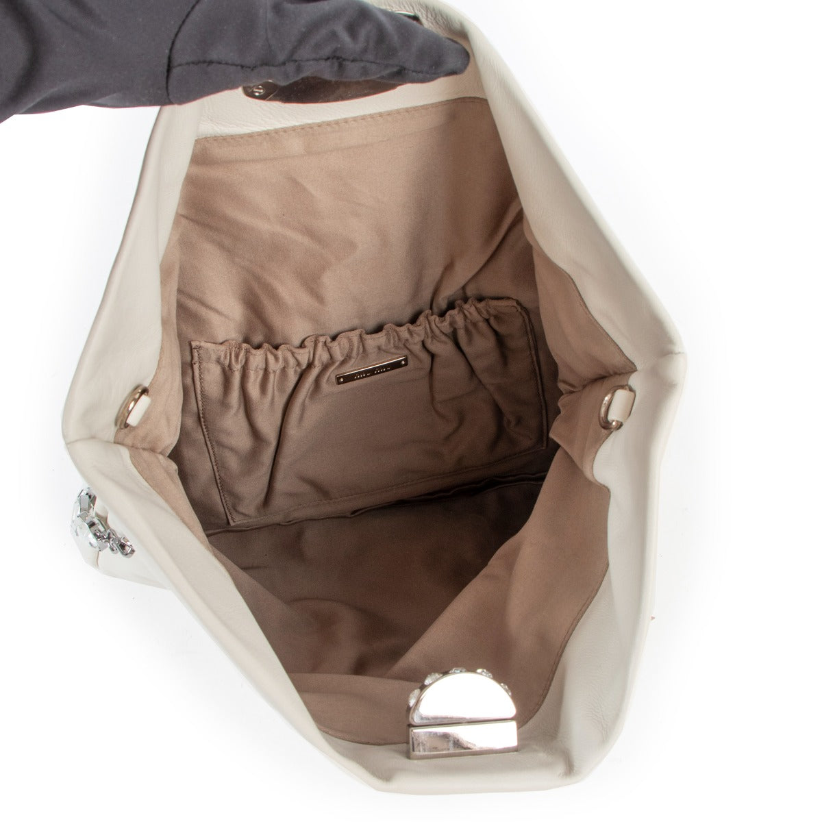 Sac plissé Miu Miu blanc orné de cristaux