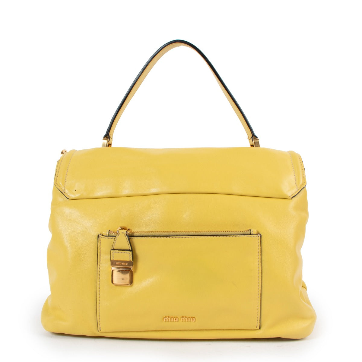 Miu Miu Ananasgeel Vitello Soft Satchel Tas