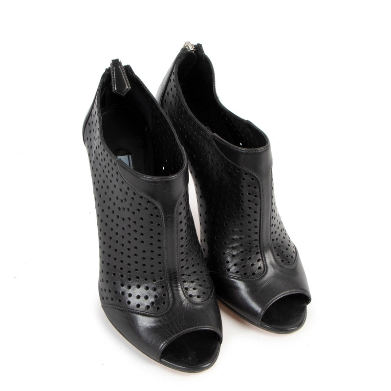 Prada Perforated Black Peep-toe Boots