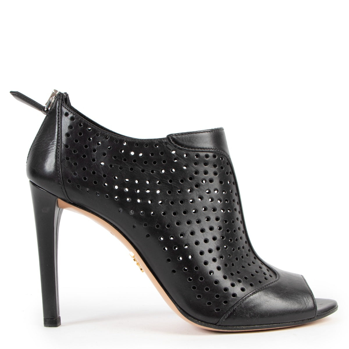 Prada Perforated Black Peep-toe Boots