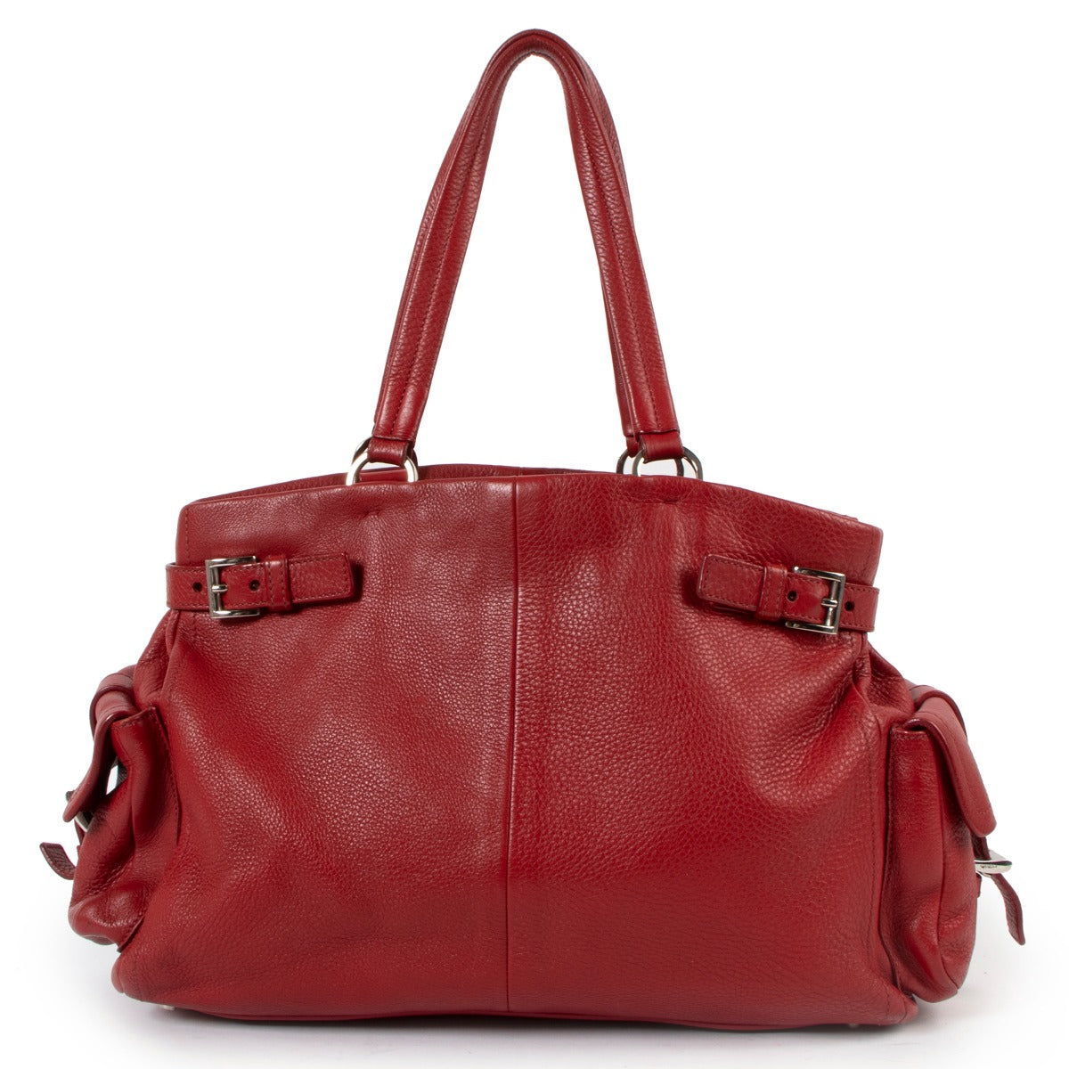 Sac porté épaule Prada Vitello Daino Rouge avec ceinture