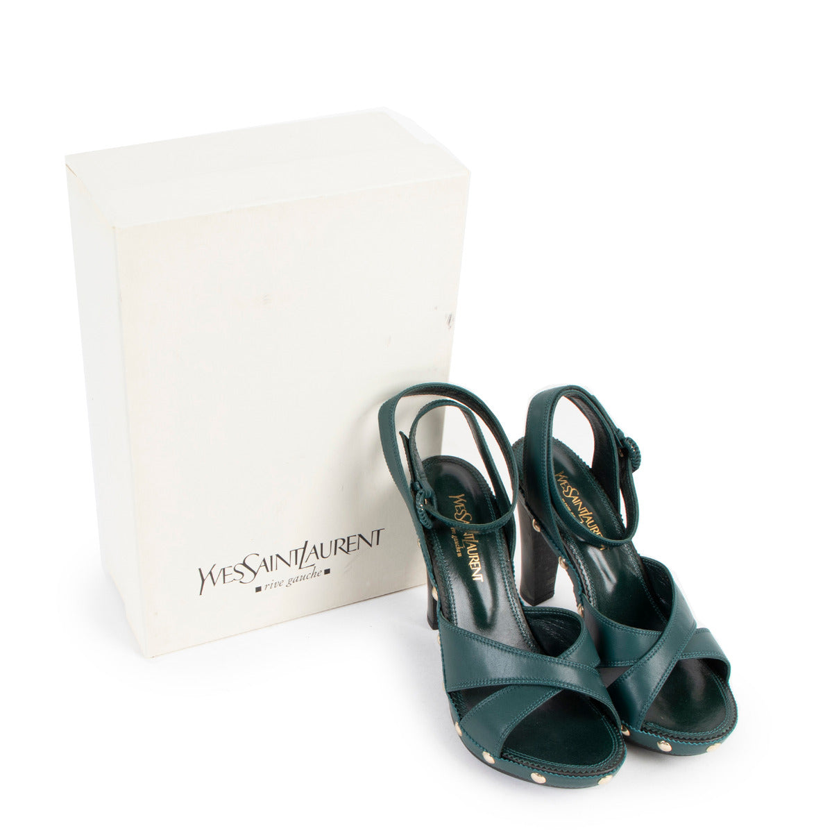 Sandales cloutées vertes Yves Saint Laurent - Taille 38