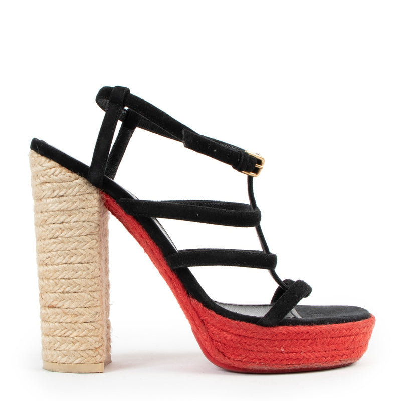 Yves Saint Laurent Black Raffia Heels