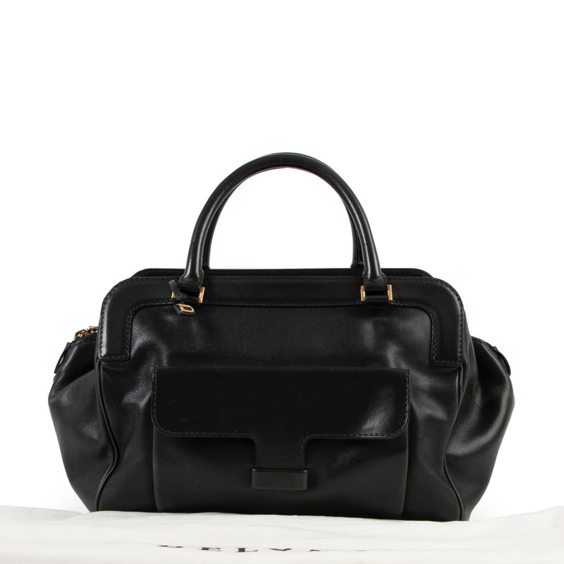 Shop safe online at Labellov in Antwerp this 100% authentic second hand Delvaux Dark Green Leather Top Handle