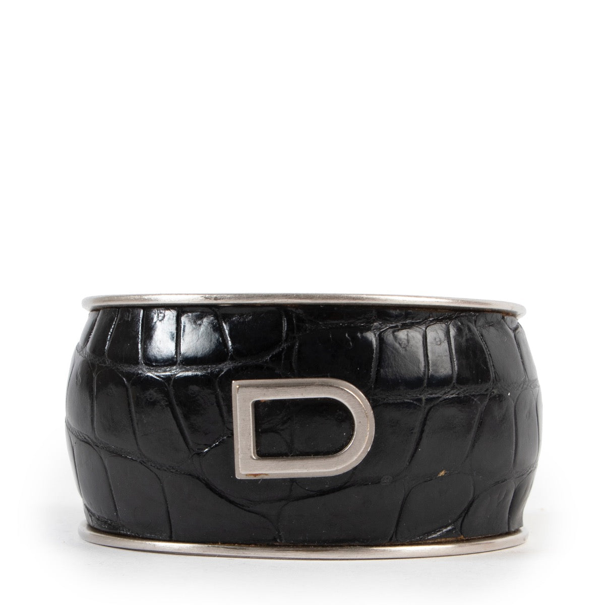 Buy an authentic second hand Delvaux Silver Black Croco Bracelet at Labellov