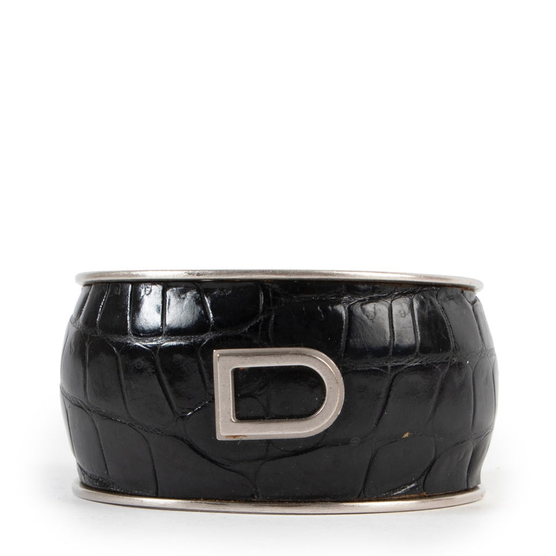 Buy an authentic second hand Delvaux Silver Black Croco Bracelet at Labellov
