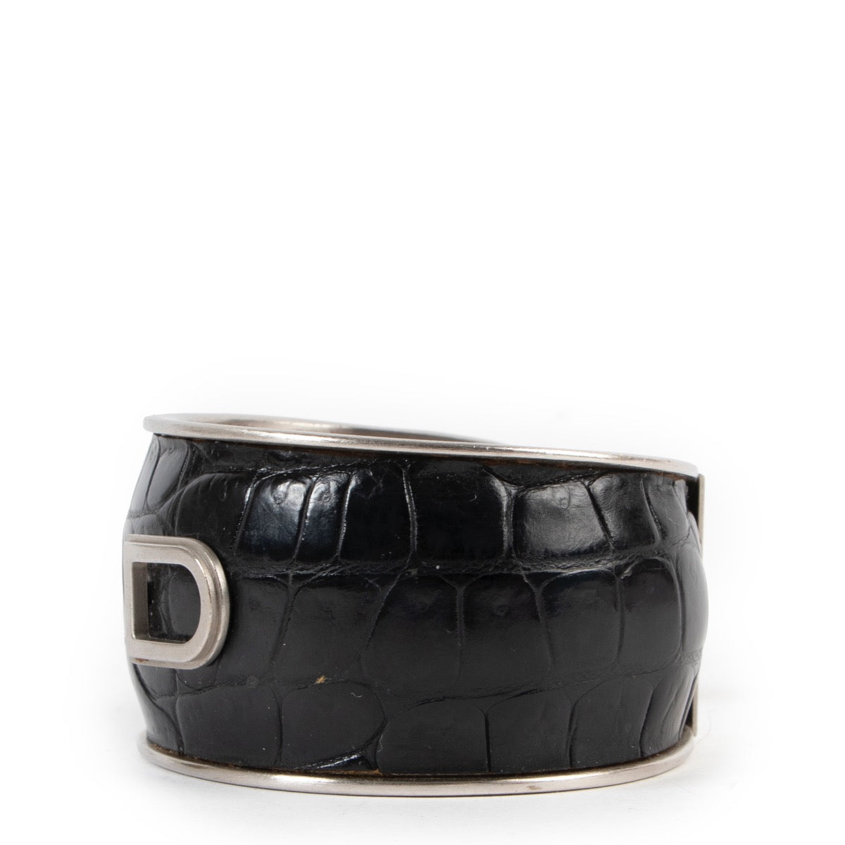Buy an authentic second hand Delvaux Silver Black Croco Bracelet at Labellov