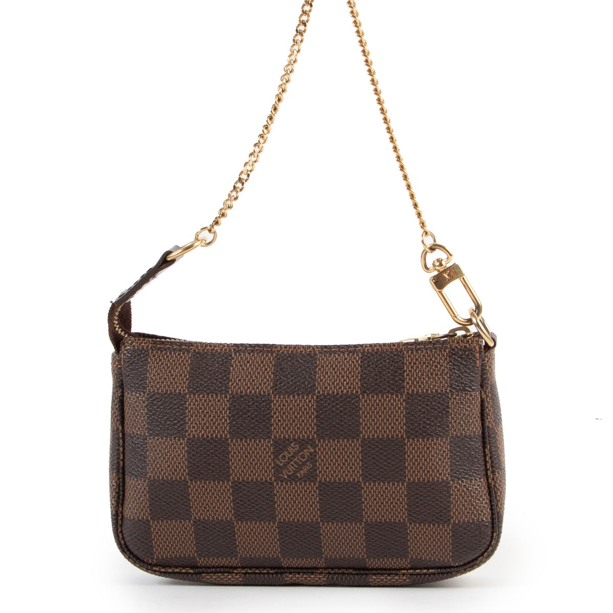 Shops safe online at Labellov in Antwerp this 100% authentic Louis Vuitton Damier Ebene Mini Pochette Accessoires
