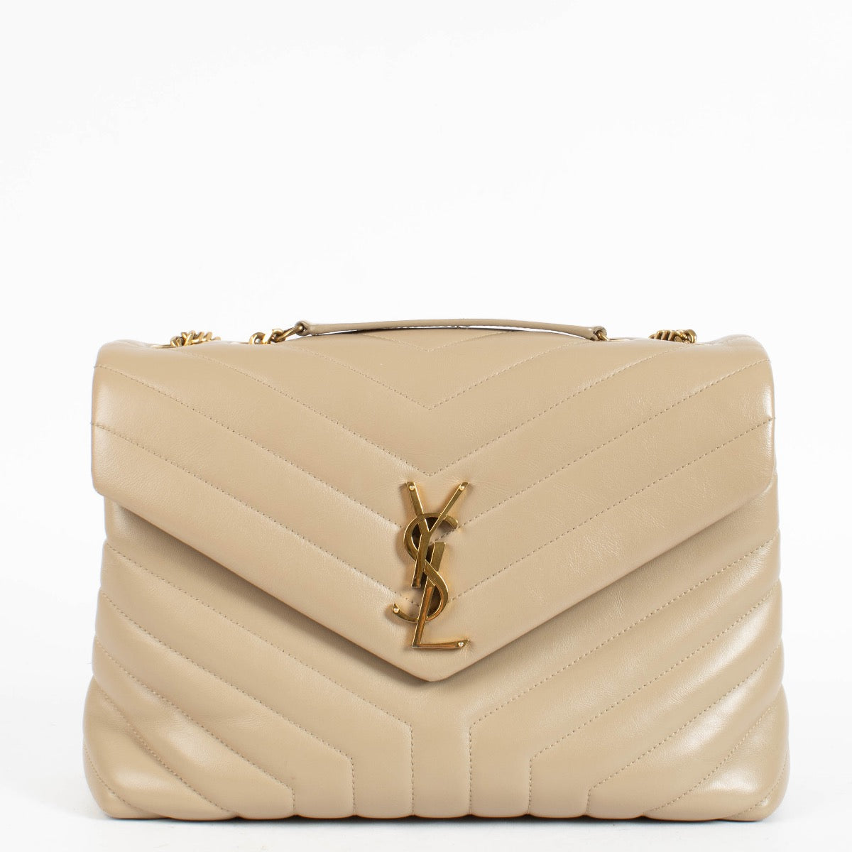 Authentic pre-loved Saint Laurent Beige Leather Loulou Medium Bag on Labellov.com