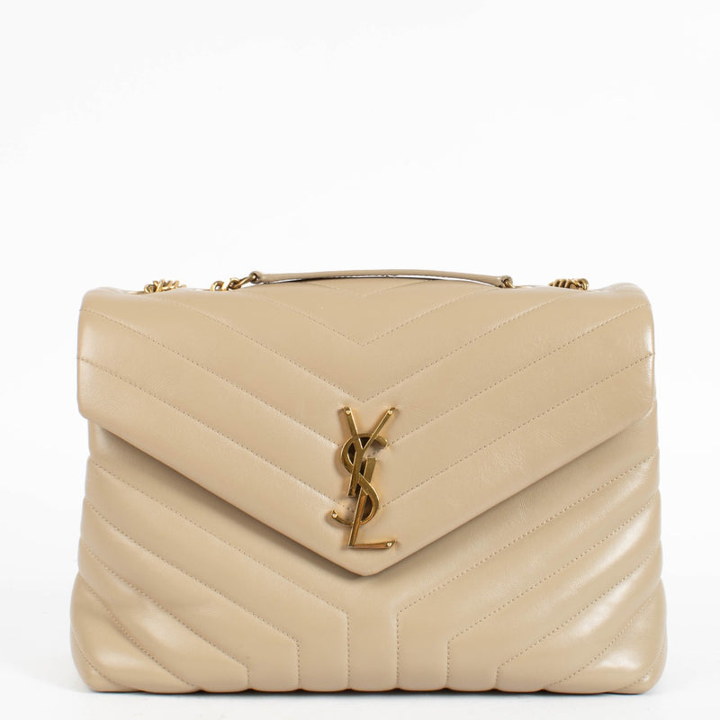 Authentic pre-loved Saint Laurent Beige Leather Loulou Medium Bag on Labellov.com