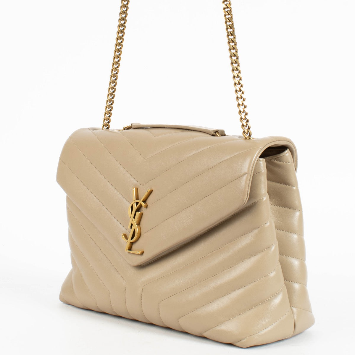 Authentic pre-loved Saint Laurent Beige Leather Loulou Medium Bag on Labellov.com