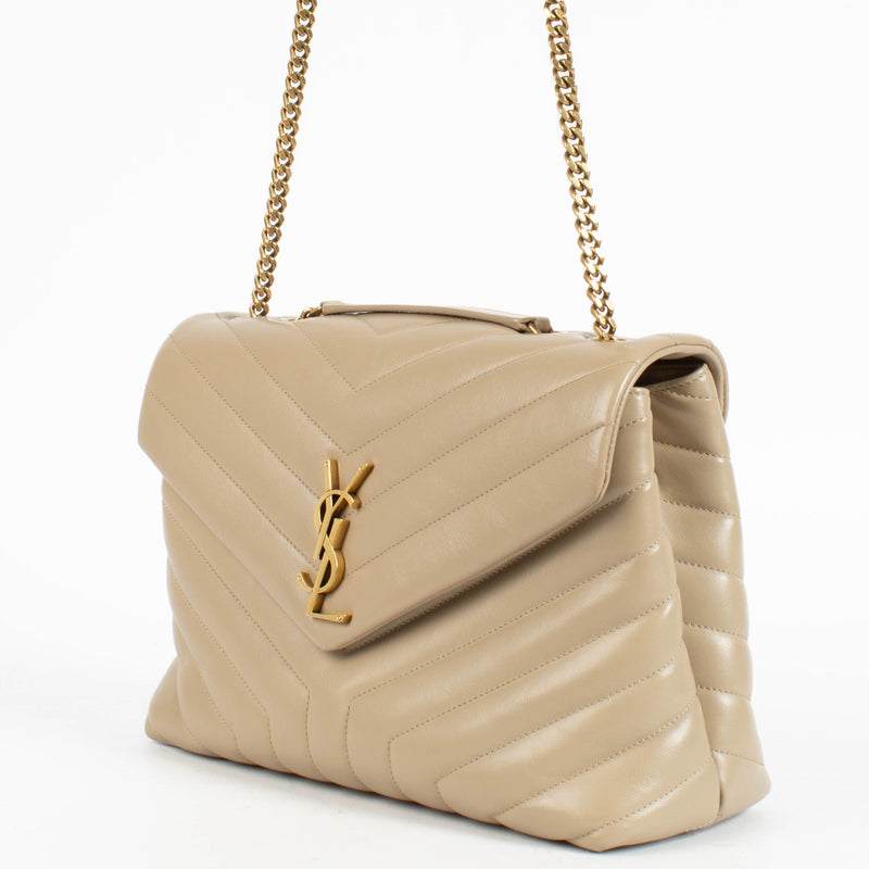 Authentic pre-loved Saint Laurent Beige Leather Loulou Medium Bag on Labellov.com