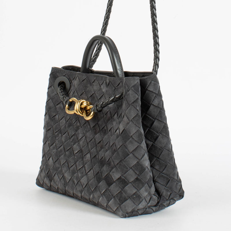 shop 100% authentic second hand Bottega Veneta Graphite Suede Small Andiamo Bag on Labellov.com