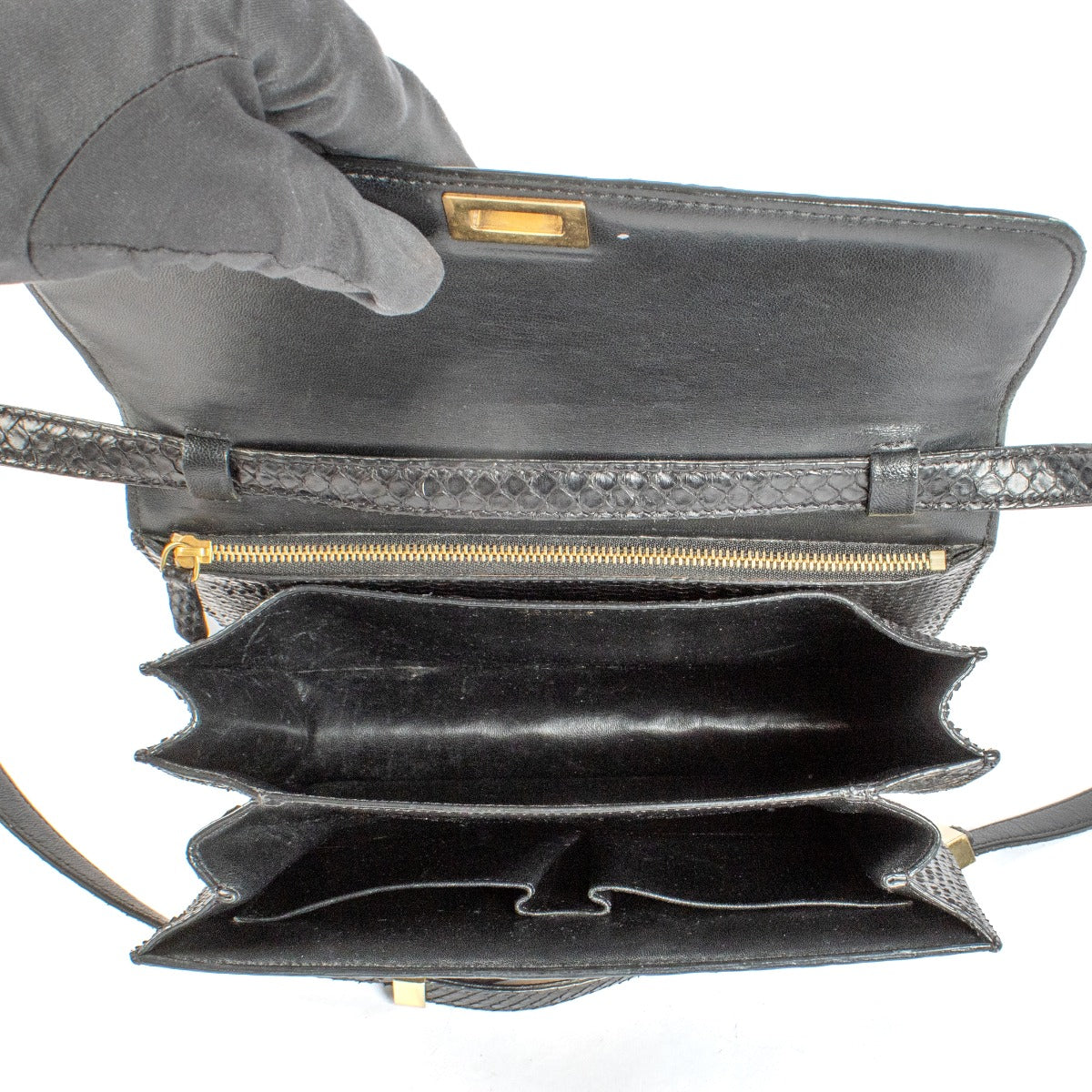 Sac Celine Classic Box moyen en python noir