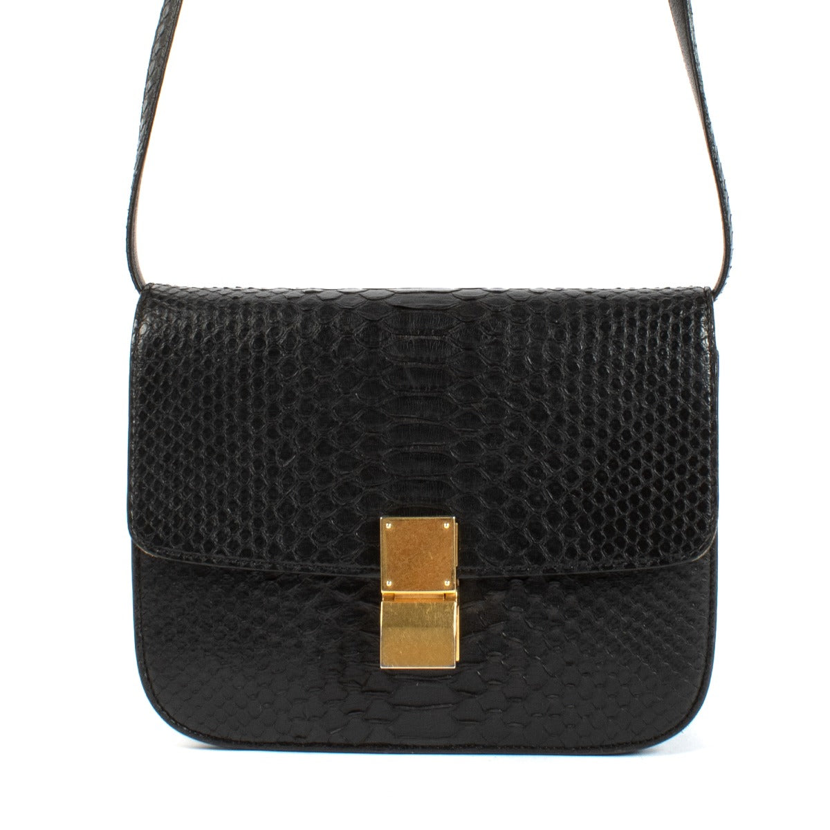 Sac Celine Classic Box moyen en python noir