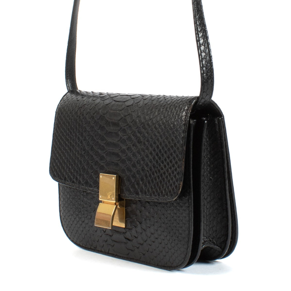 Sac Celine Classic Box moyen en python noir