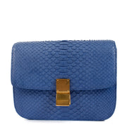 Celine Blue Python Medium Classic Box Clutch