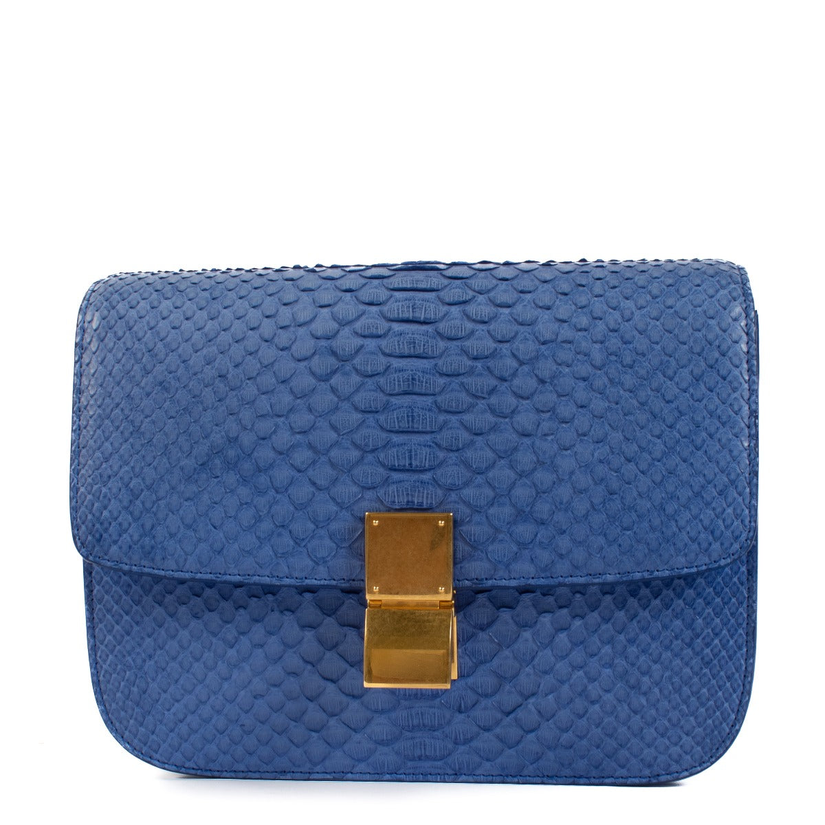 Celine Blue Python Medium Classic Box Clutch