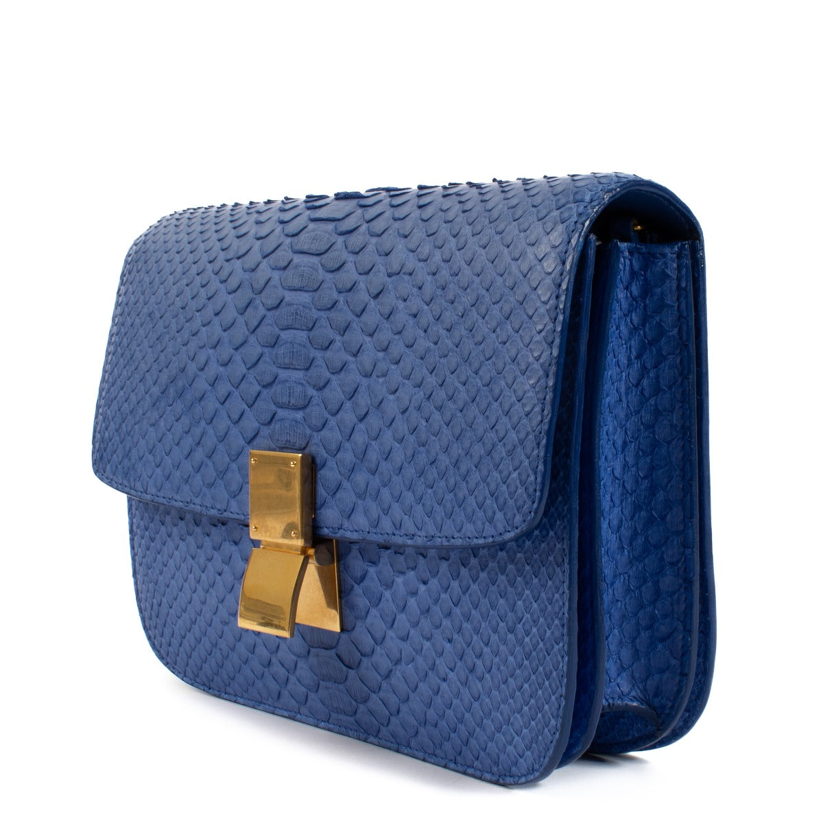Pochette Celine Classic Medium en Python Bleu Roi