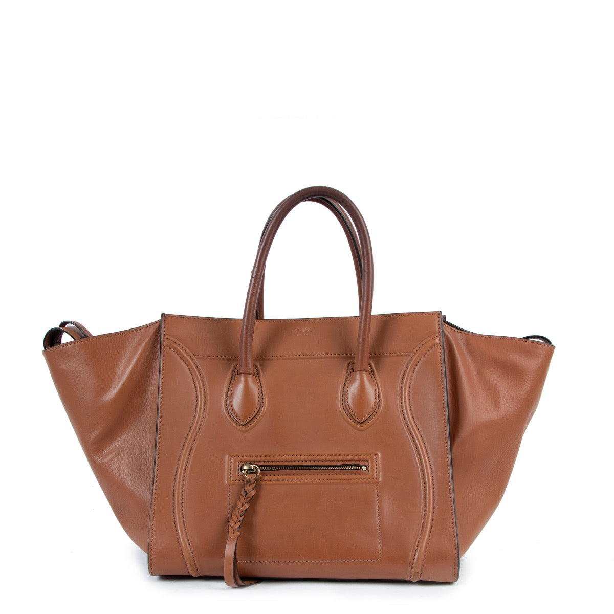 Shop now for your pre-loved, 100% authentic Céline Camel Luggage Phantom Top Handle at Labellov.