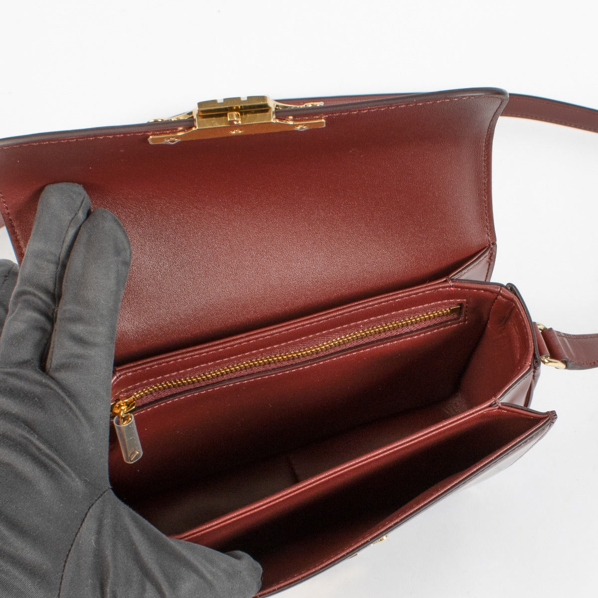 Celine Burgundy Shiny Calfskin Teen Triomphe Bag