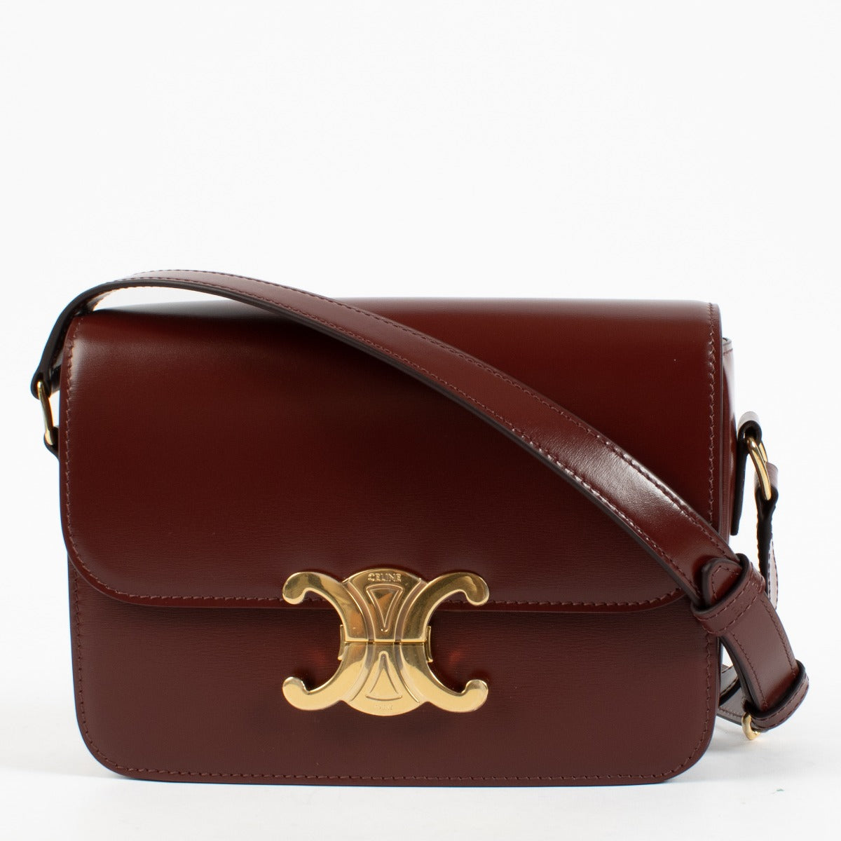 Celine Burgundy Shiny Calfskin Teen Triomphe Bag