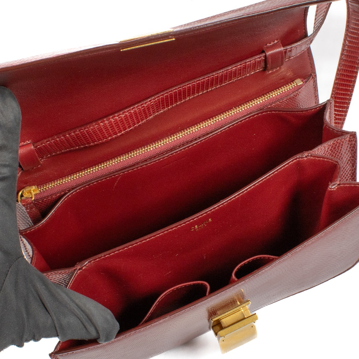 shop 100% authentic second hand Celine Burgundy Lizard Classic Box Bag on Labellov.com