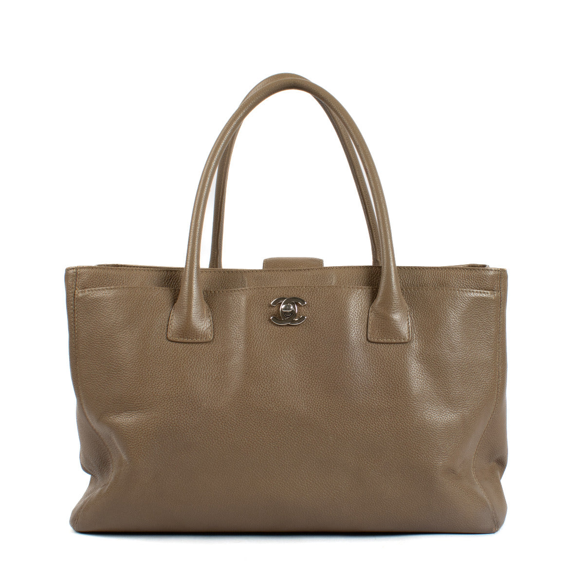 Chanel Taupe Deerskin Executive Cerf Tote Top Handle Bag