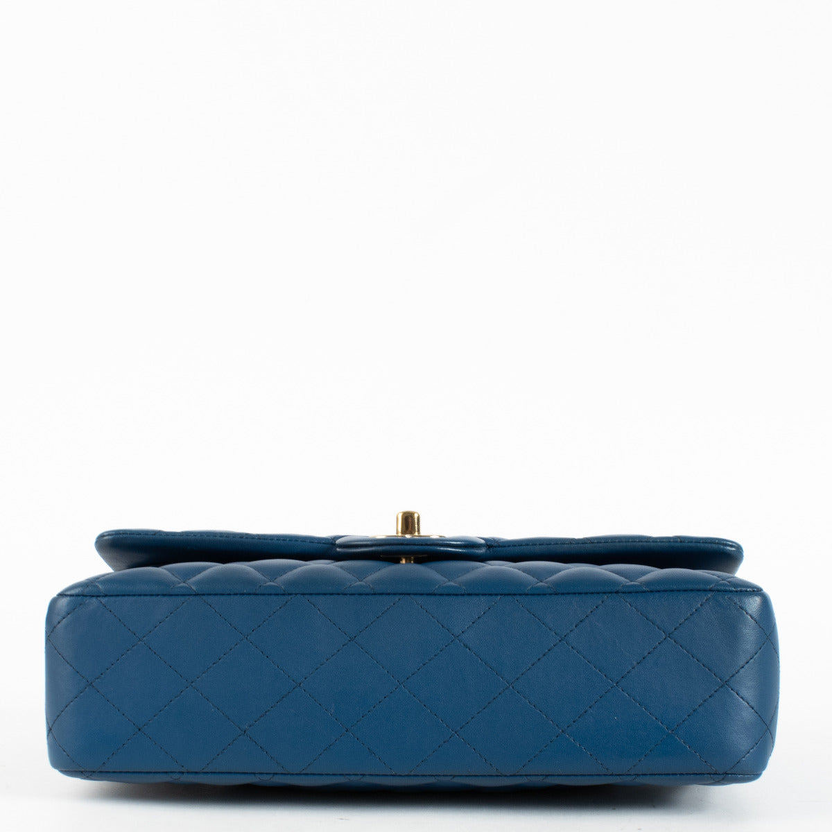 Authentic Chanel Blue Lambskin Classic Medium Flap 11.12 Bag second hand at Labellov.com