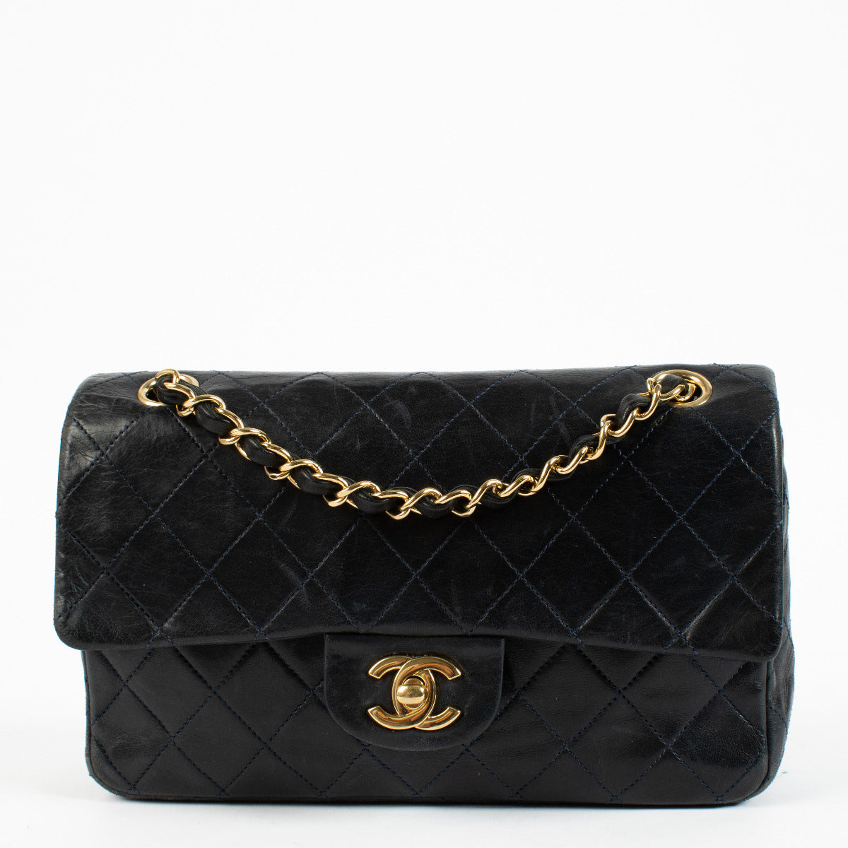 Chanel Vintage Small Navy Blue Classic Flap Bag