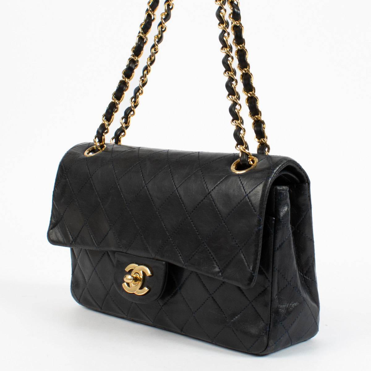 Chanel Vintage Small Navy Blue Classic Flap Bag