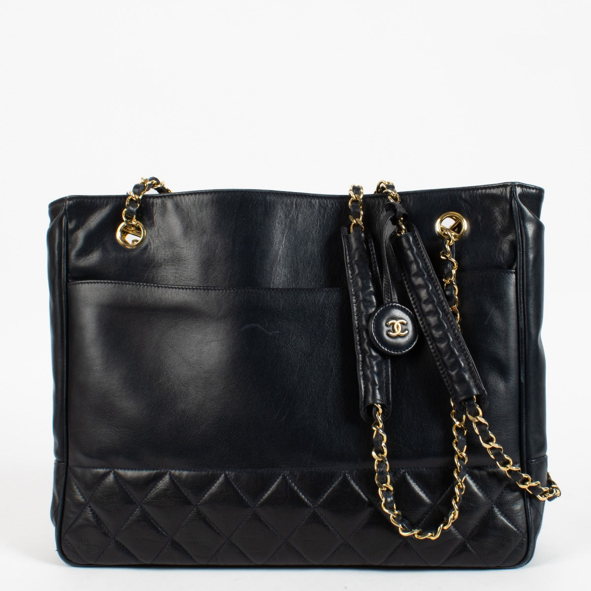 shop 100% authentic second hand Chanel Blue Vintage Leather Tote Bag on Labellov.com