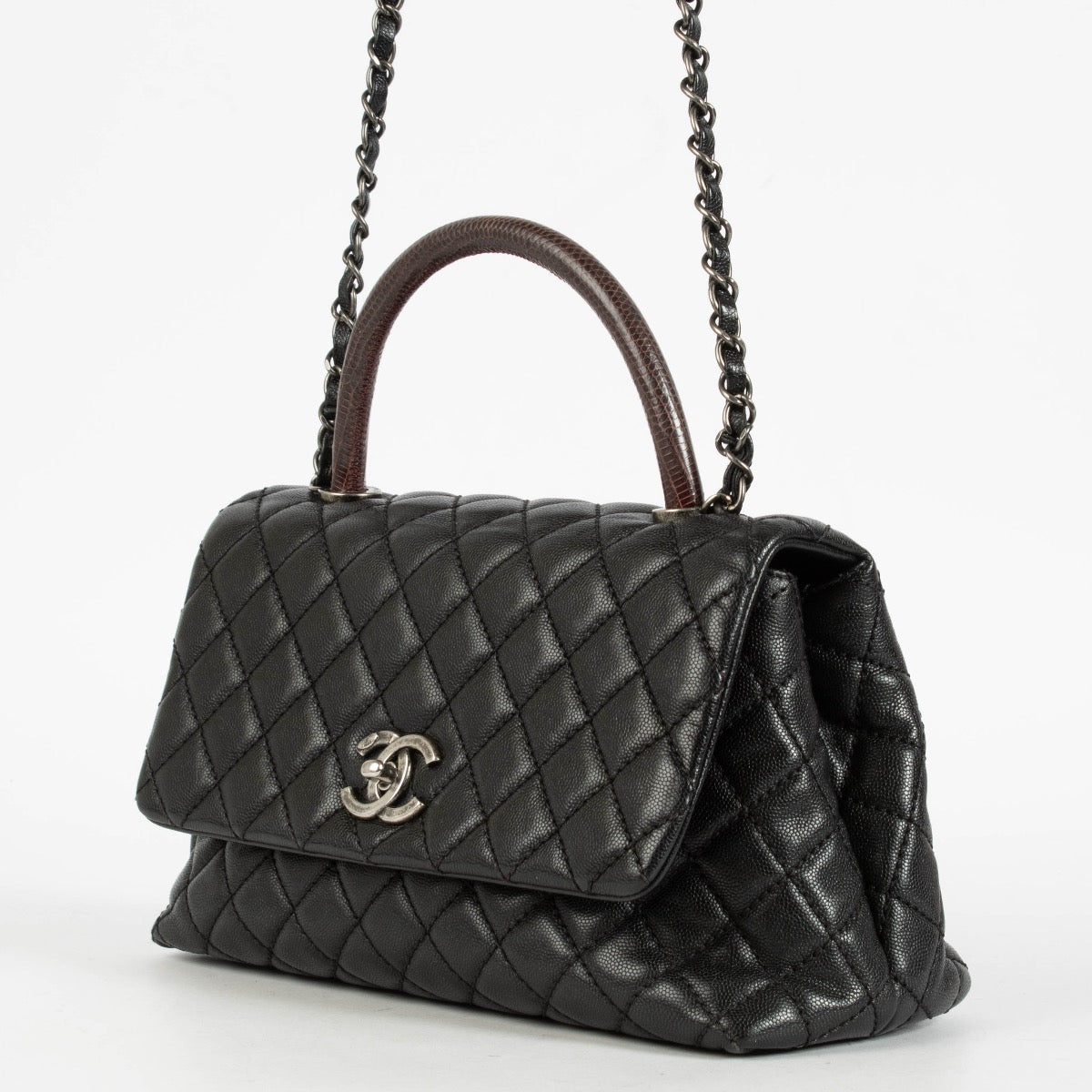 shop 100% authentic second hand Chanel Black Caviar/Lizard Wild Stitch Medium Coco Handle Bag on Labellov.com