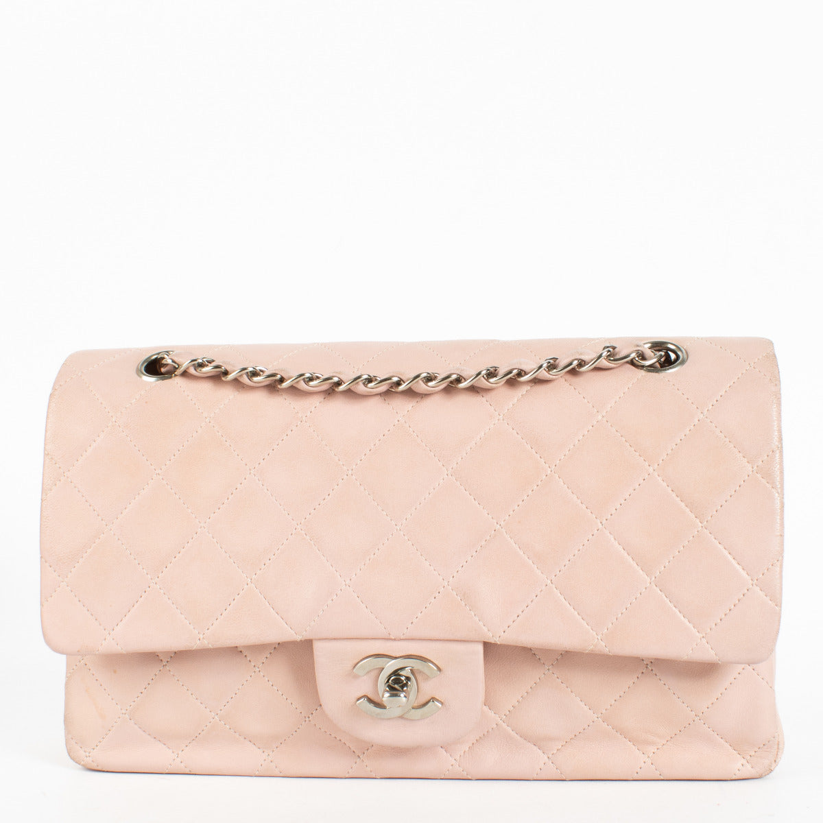 Authentic second-hand Chanel Vintage Pink Lambskin Classic Medium Flap Bag on labellov.com