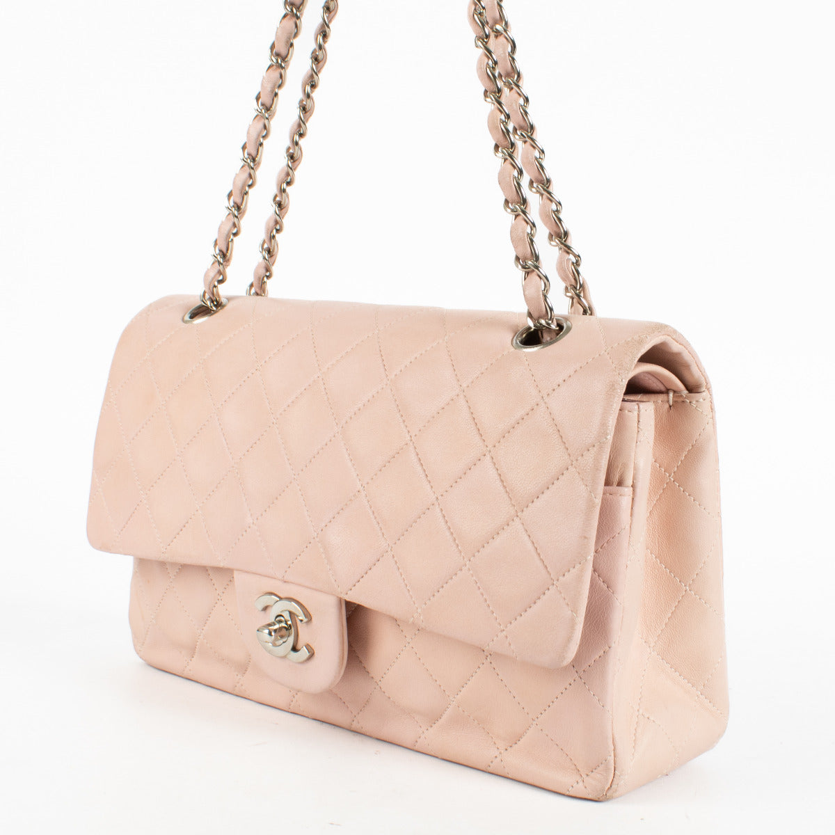 Authentic second-hand Chanel Vintage Pink Lambskin Classic Medium Flap Bag on labellov.com