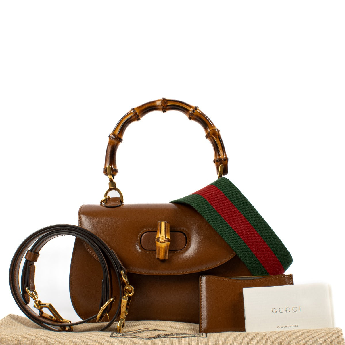 Gucci Brown Leather Bamboo 1947 Small Bag