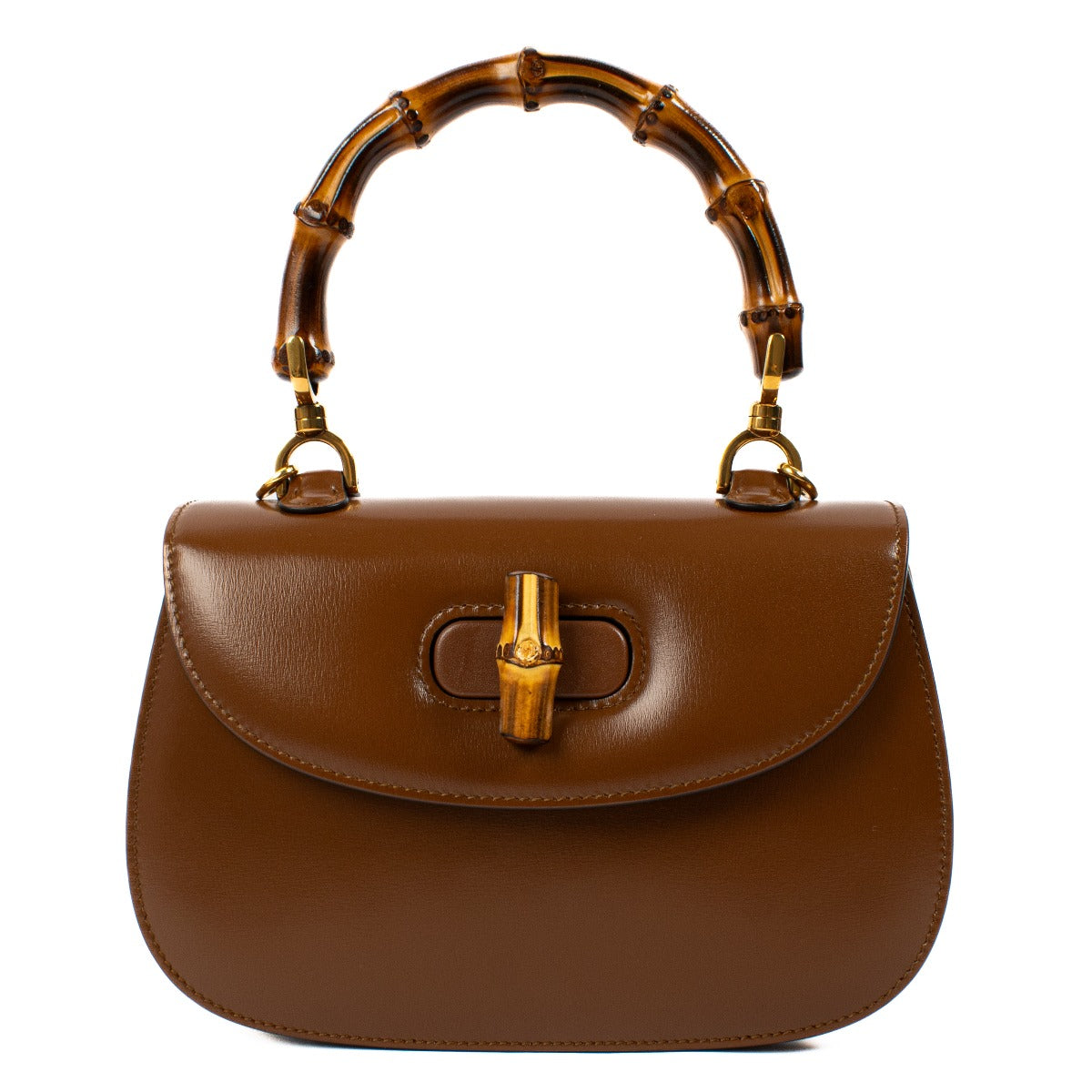Gucci Brown Leather Bamboo 1947 Small Bag