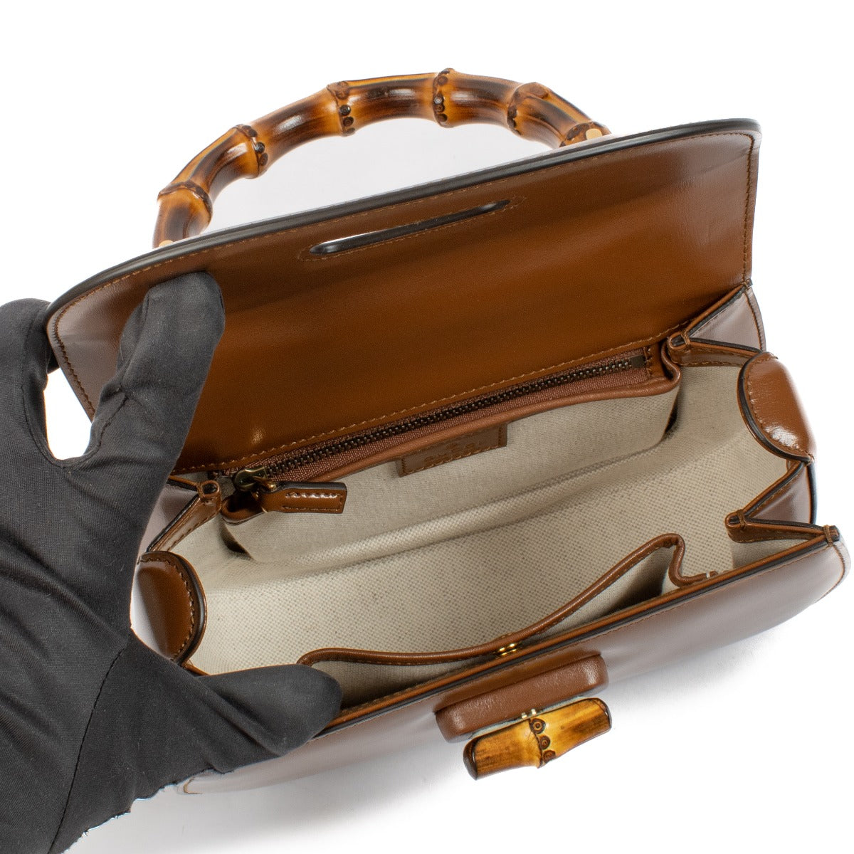 Sac Gucci Bambou 1947 petit modèle en cuir marron