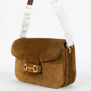 shop 100% authentic second hand Gucci Brown Soft Suede Horsebit 1955 Aura Medium Shoulder Bag on Labellov.com