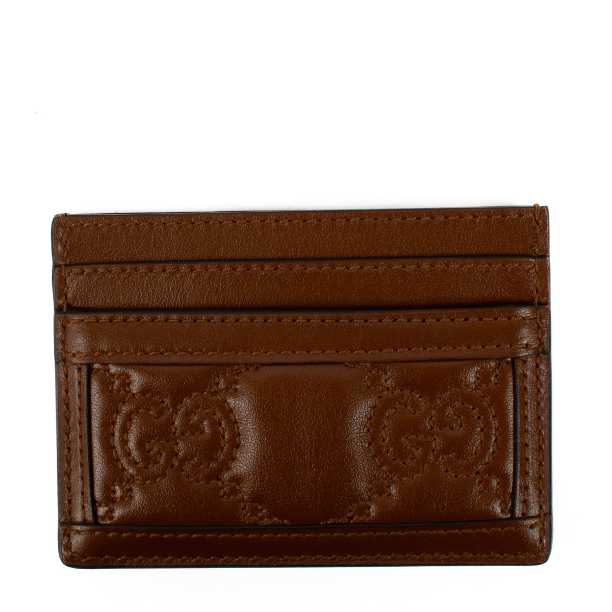 shop 100% authentic second hand Gucci Brown Calfskin GG Matelasse Card Holder on Labellov.com
