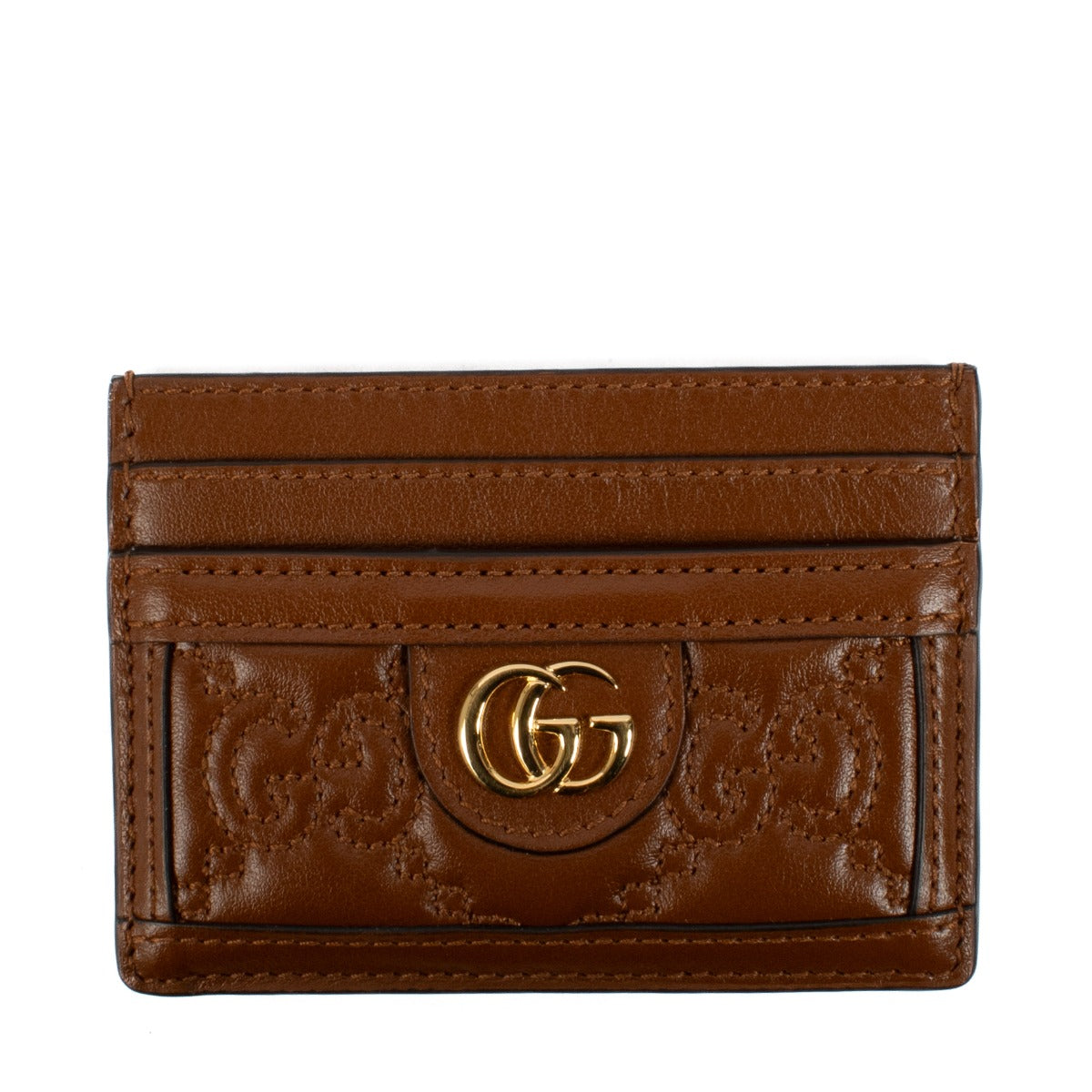 shop 100% authentic second hand Gucci Brown Calfskin GG Matelasse Card Holder on Labellov.com