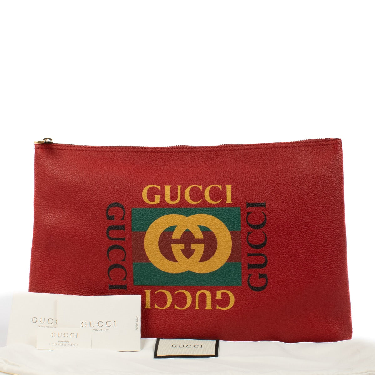 shop 100% authentic second hand Gucci Red Logo Portfolio Sleeve on Labellov.com