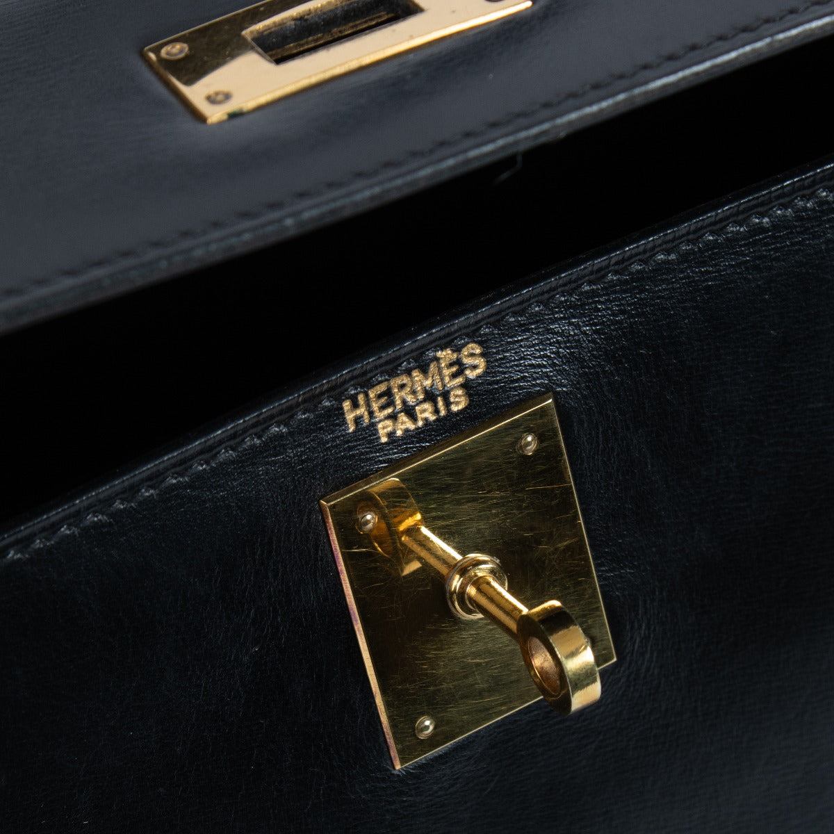 Hermès Vintage Kelly 28 Box Noir GHW
