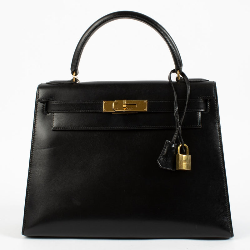 Hermès Vintage Kelly 28 Black Box GHW