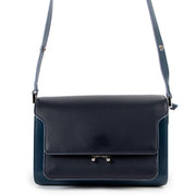 Marni Blue Medium Trunk Calfskin Shoulder Bag