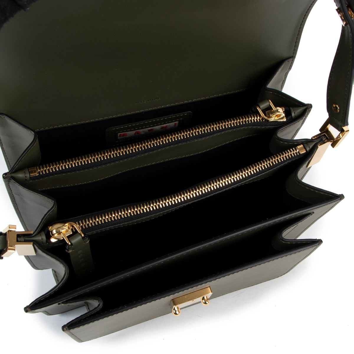 Marni Green Medium Trunk Calfskin Shoulder Bag